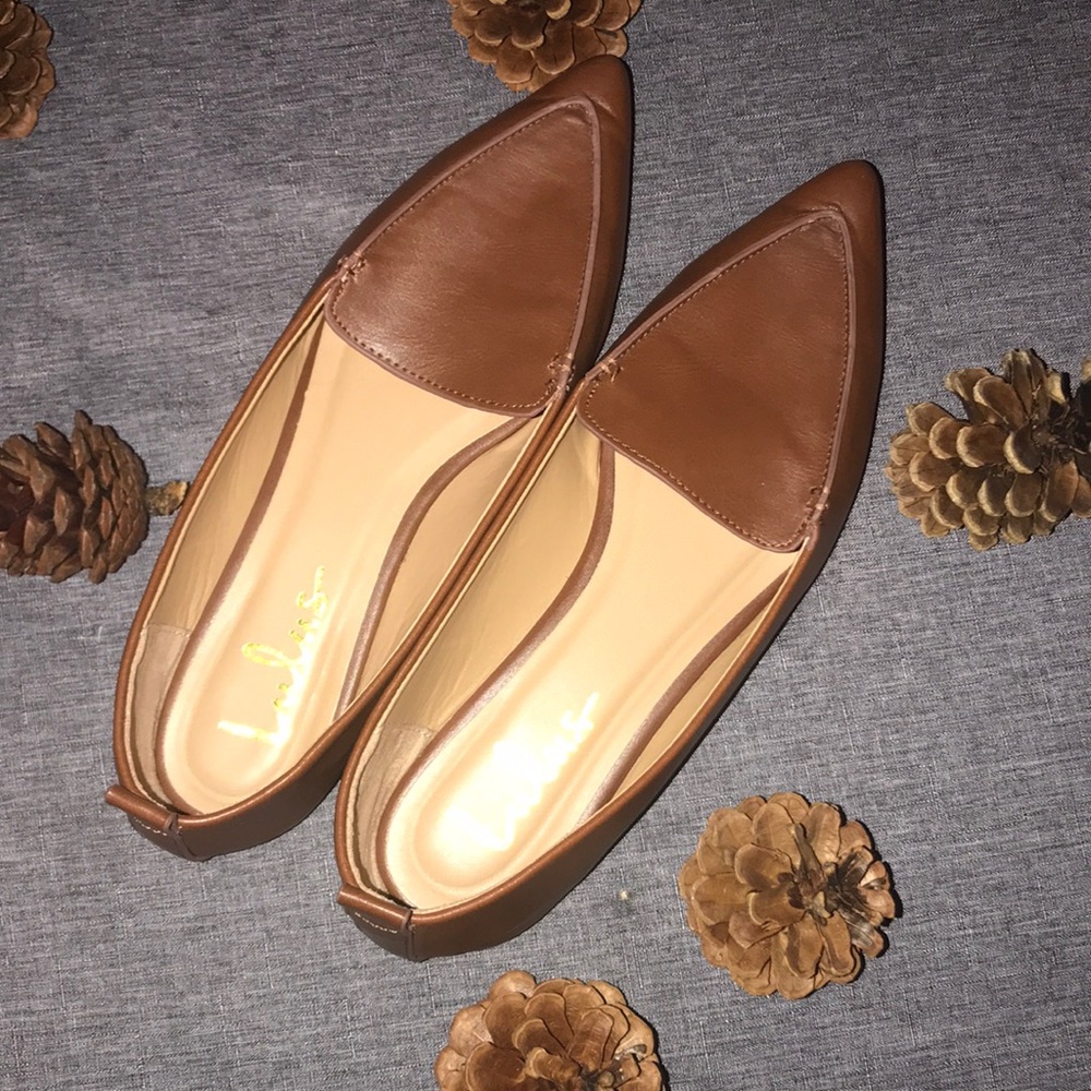 Worn once - Cognac pointed toe flats